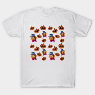 Halloween Pumpkin Heads Pattern T-Shirt